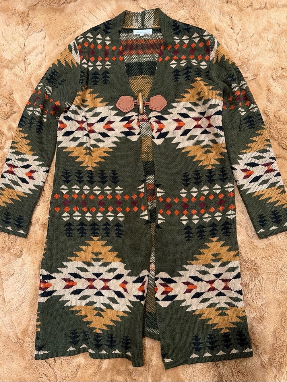 Toggle Closure Long Sweater Coat Cardigan Fall Southwest Boho